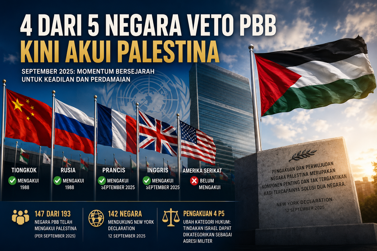 Ternyata 4 dari 5 Negara Veto PBB Kini Akui Palestina, Ini Implikasinya 1 Ternyata 4 dari 5 Negara Veto PBB Kini Akui Palestina, Ini Implikasinya